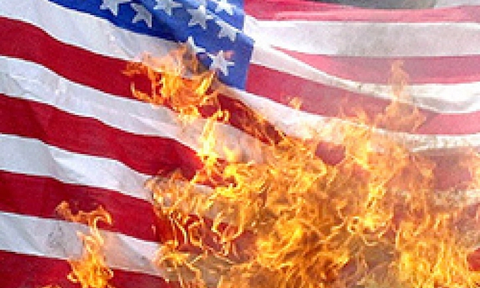 Communists burn Old Glory outside White House