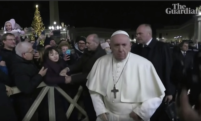 Pope Francis equates violence against women to profaning God; has encounter with female visitor