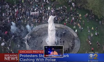 Attempt to topple Christopher Columbus statue in Chicago’s Grant Park injures 18 police officers