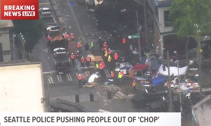 Finally! Seattle police clearing CHOP Zone
