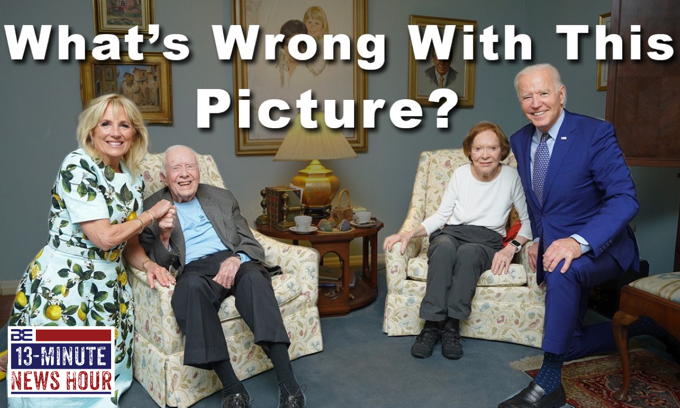 Mixed Message? GIANT Joe Biden Poses ‘Mask Free’ with 96-year-old Jimmy Carter