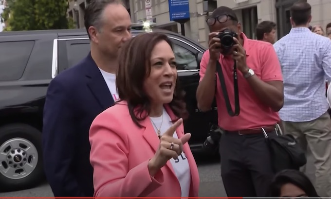 Kamala Harris joins LGBTQ pride march in DC with nervous Secret Service escort