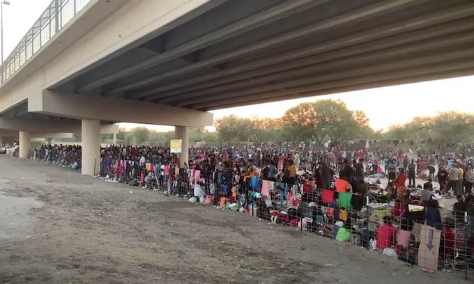 Haitian illegal aliens pour across the TX border; makeshift camp swells to 10,000