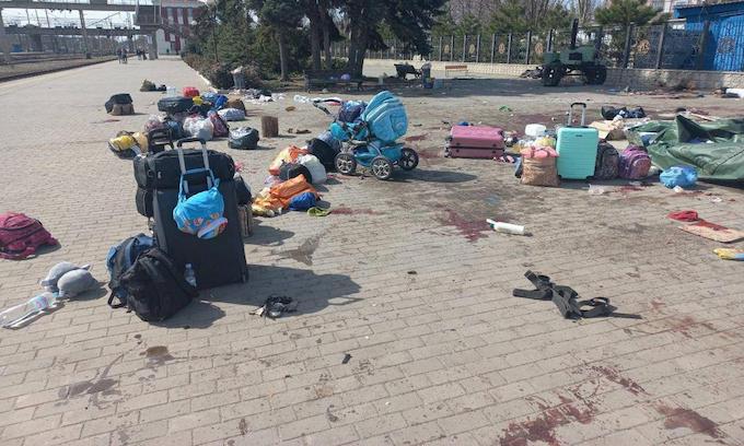 Russian missile labeled ‘for children’ kills 50 at Ukraine rail station crowded with people